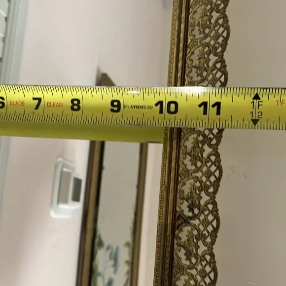 Vintage Gold Filigree Elegant Gold Framed Mirror Tray. - Picture 7 of 11